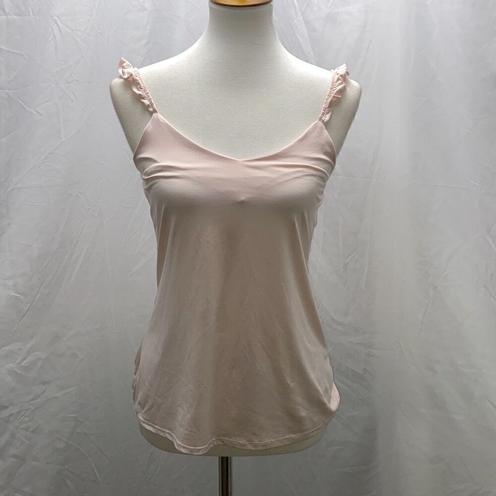 Laundry Shelli Segal pink ruffle strap tank top shirt Sz S